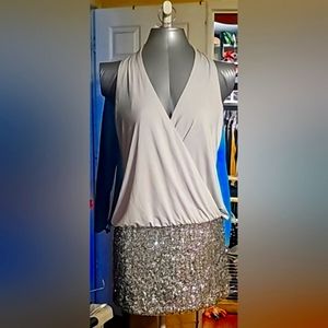Womens Frederick's of Hollywood Silver Sequined Dress L